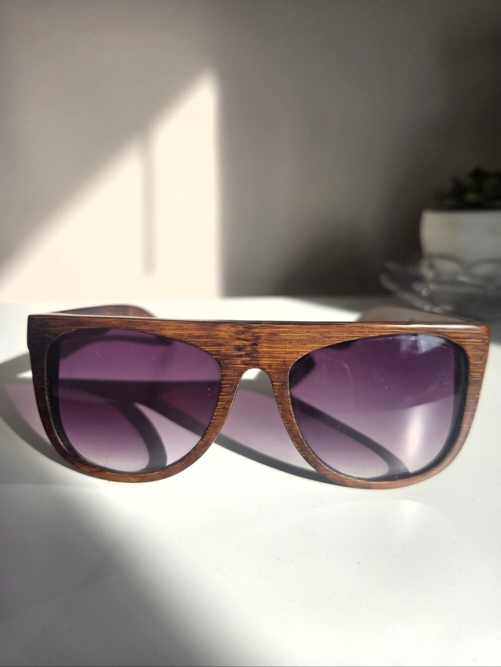 Proof Wood Framed Sunglasses With Gradient Fade Lens